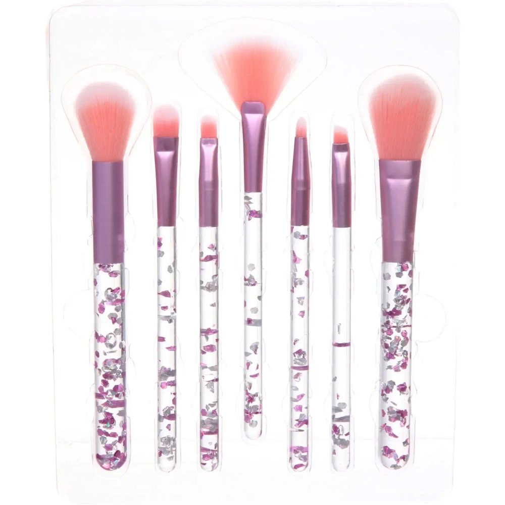 Кисти для макияжа 7шт «ДИ МАРКО», розовые блестки, 16*20см/19,5см