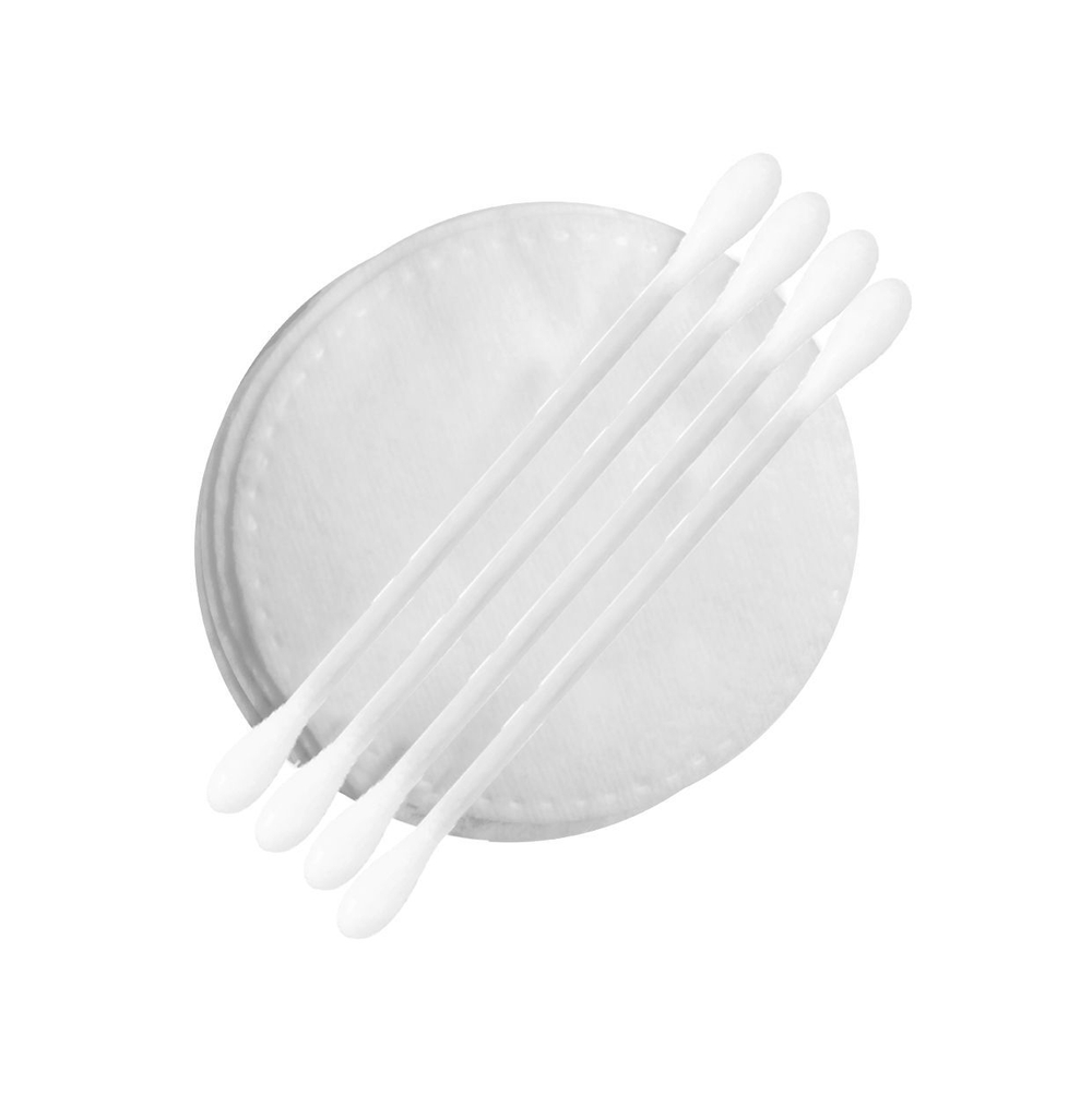 Косметический набор (200 шт.): ватные диски 3 шт., ватные палочки 3 шт. в метал. пакете