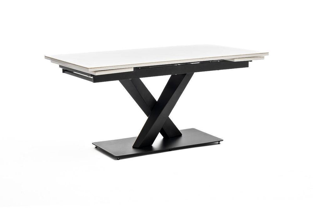 "Юпитер" стол интерьерный раздвижной обеденный из керамики, цвет белый глянцевый