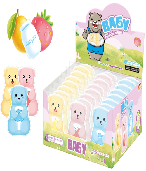 Десерт с фруктовым соком «Вабу» ZVN TM (фигура медвежонка)микс вкусов в блоке: со вкусом манго, со в