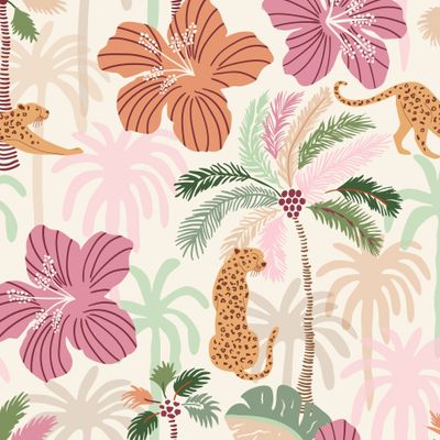 Тропические джунгли, крупные цветы и леопарды