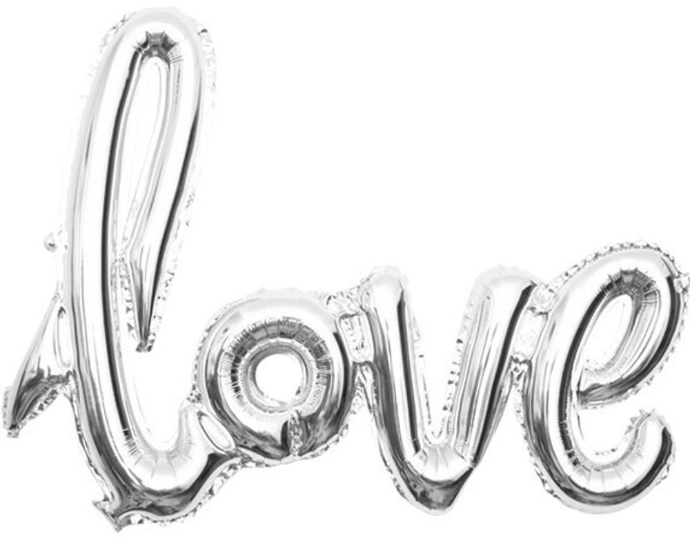 Гирлянда буквы (41'' / 104 см) надпись "Love" Серебро (воздух)