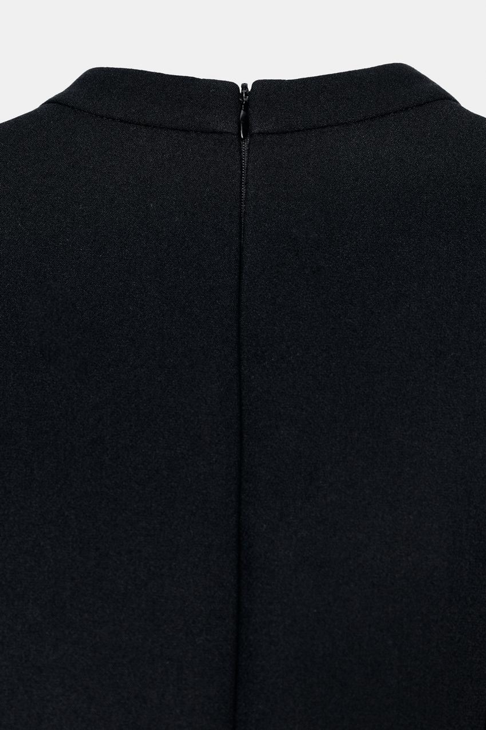 ZARA ПЛАТЬЕ С КОРОТКИМИ РУКАВАМИ «ФОНАРИК», ЧЕРНЫЙ