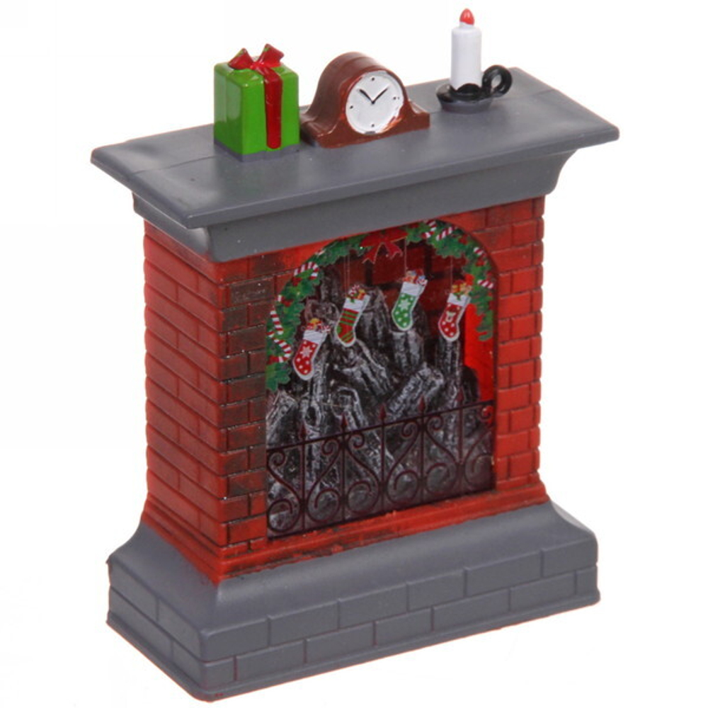 Сувенир с подсветкой «Камин с игрушками» 10,5*8 см