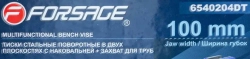 Тиски стальные поворотные с наковальней с захватом для труб 4''-100мм Forsage F-6540204DT