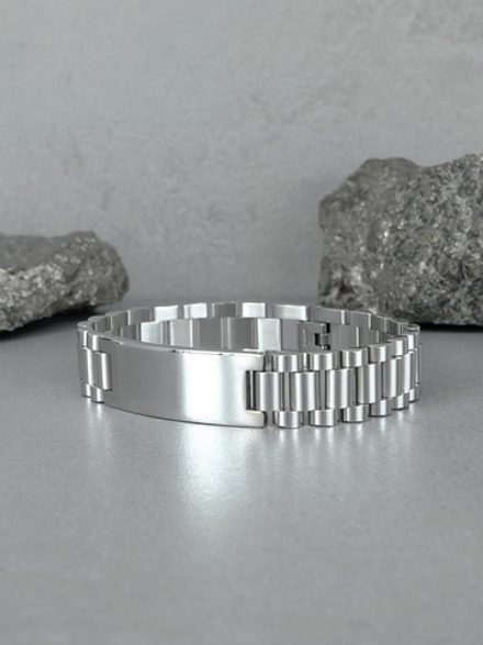 Браслет из нержавеющей стали с пластиной, подходит для гравировки