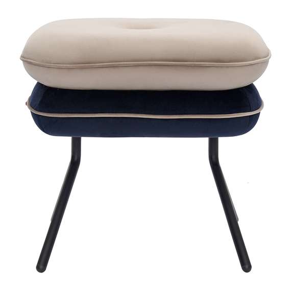 Пуф pea, велюр, бежевый/темно-синий