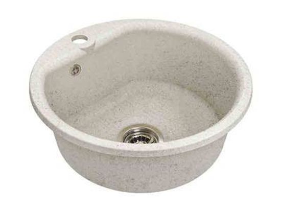 Мойка врезная круглая Granfest Smart d 435 белая, мрамор, без сифона