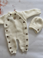 Костюм вязаный на выписку "АйШах - Baby" (Комбинезон + Шапка) (Цвет: Розовый)