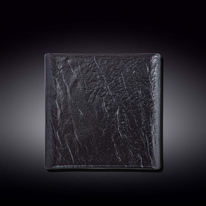 WILMAX Slatestone Фарфоровая квадратная тарелка WL-661106/A, 21.5 см, черный