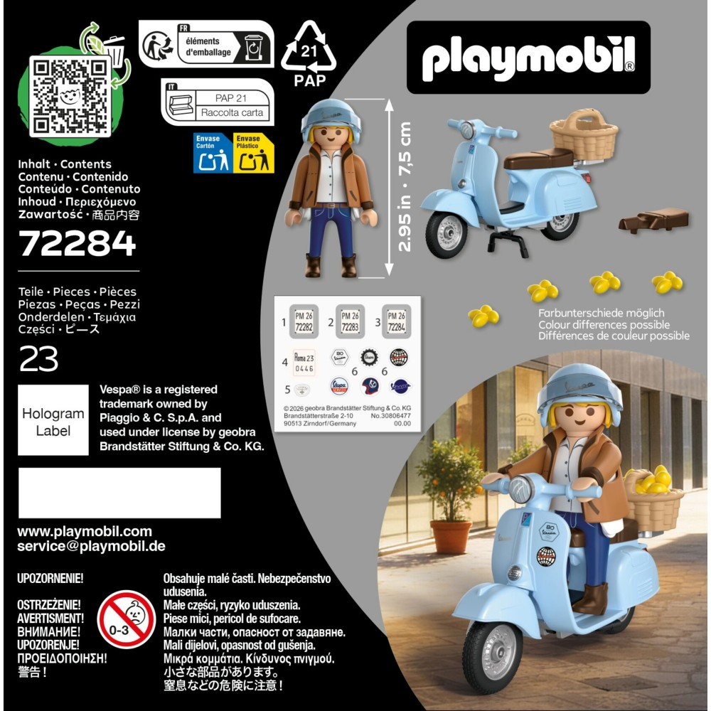Игровой набор Playmobil 72284 Мотороллер Vespa 80 лет Iconic Style 72284 23 детали — фото 4