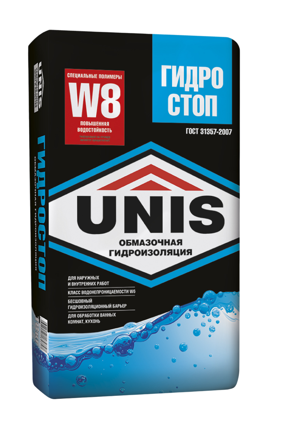 Обмазочная цементная гидроизоляция UNIS ГИДРОCTOП W8 18 кг