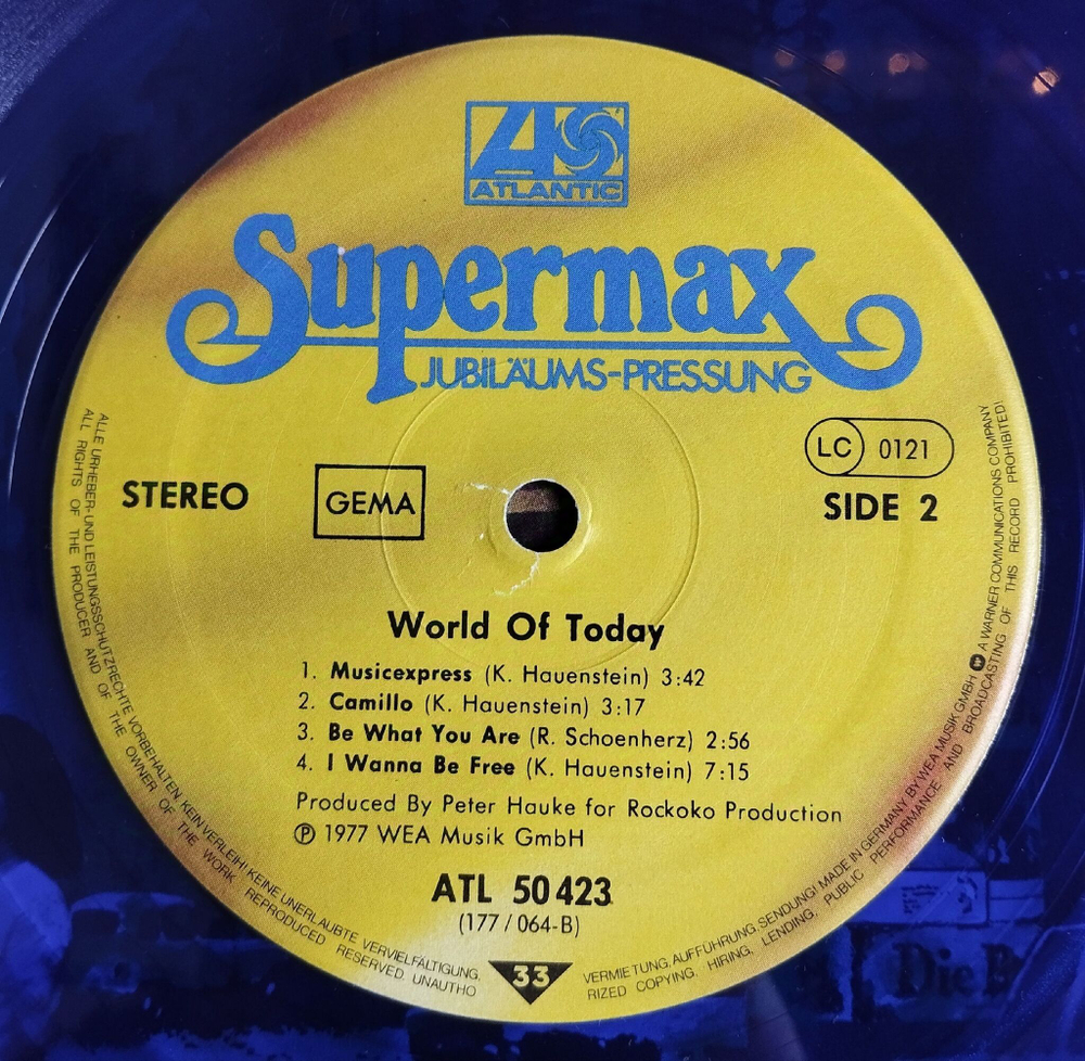 Винтажная виниловая пластинка LP Supermax World Of Today (Germany 1977)