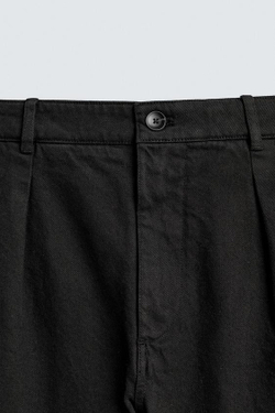 ZARA БРЮКИ RELAXED FIT СО СКЛАДКАМИ, ЧЕРНЫЙ