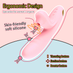 Розовый вибратор-кролик 21,1см с возвратно-поступательными движениями и вакуумом BeYourLover Anita Pink TX223A