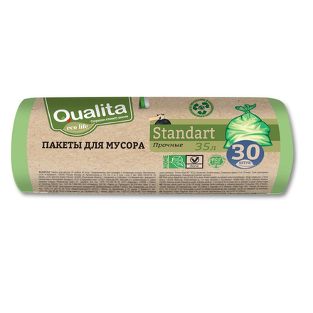 QUALITA пакеты д/мусора 35л 30шт стандарт Eco Life
