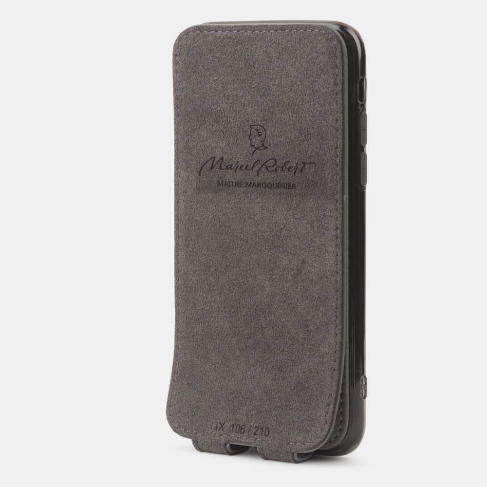 Чехол для iPhone X/XS из натуральной кожи теленка, cтального цвета