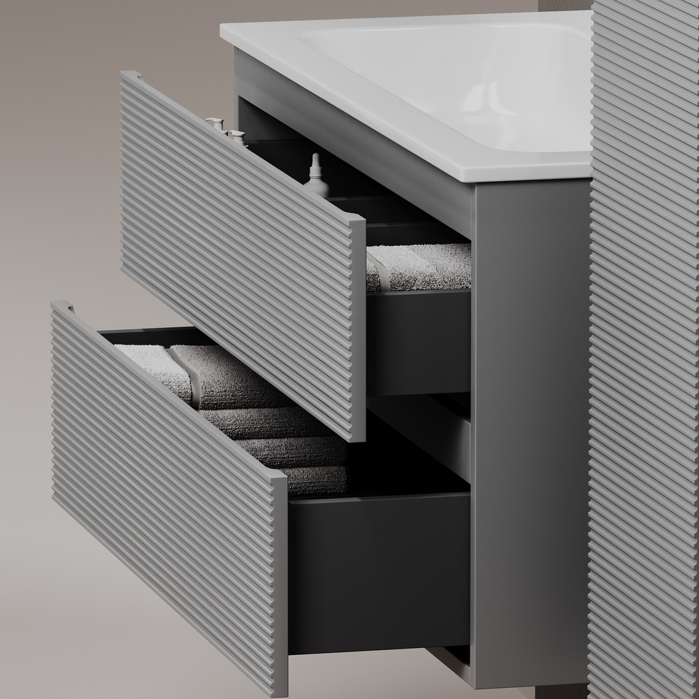 Тумба подвесная под раковину Sancos Folk, Ergraut soft 590х445х500