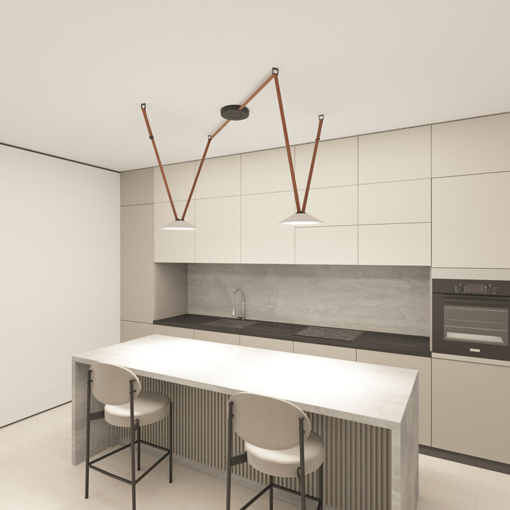 DK5565-WH+BK Cветильник для трека-ремня Belty, серия Flow, со светодиодом, D300*H71мм, 48V DC, 12W, RA90, 120°, 3000K, IP20, белый с черным, алюминий