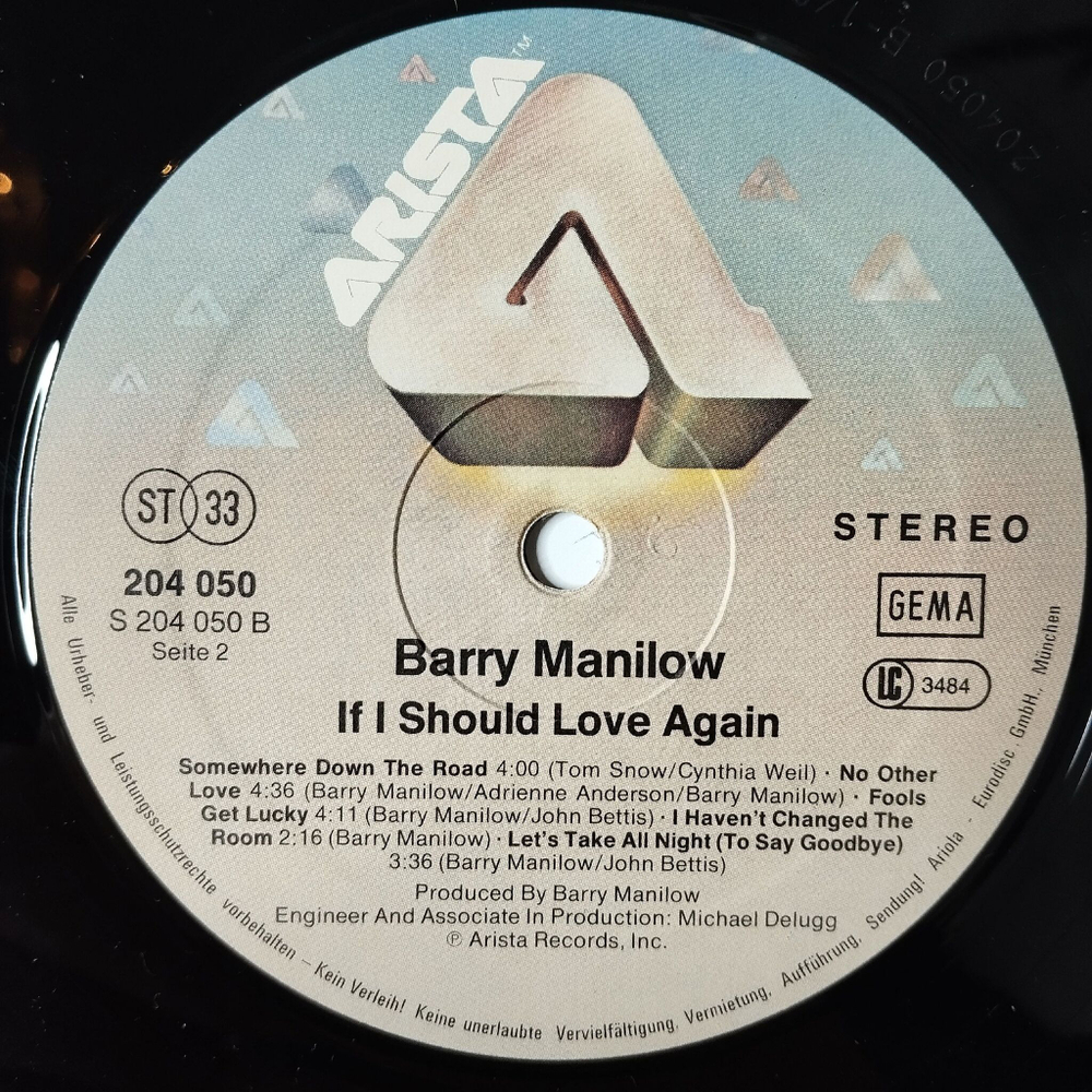 Винтажная виниловая пластинка LP Barry Manilow If I Should Love Again (Germany 1981)