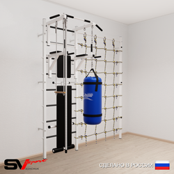 Шведская стенка Sv Sport 58630 (Турник стандарт/Брусья/Скамья/Канат/Трапеция/Цепь/Мешок 30кг/Канатный лаз)