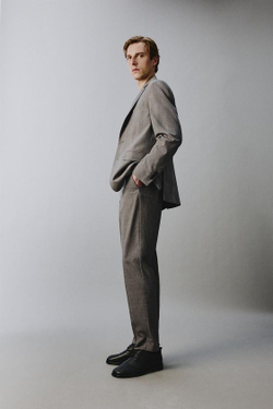 ZARA КОСТЮМНЫЕ БРЮКИ В КЛЕТКУ, КОРИЧНЕВЫЙ