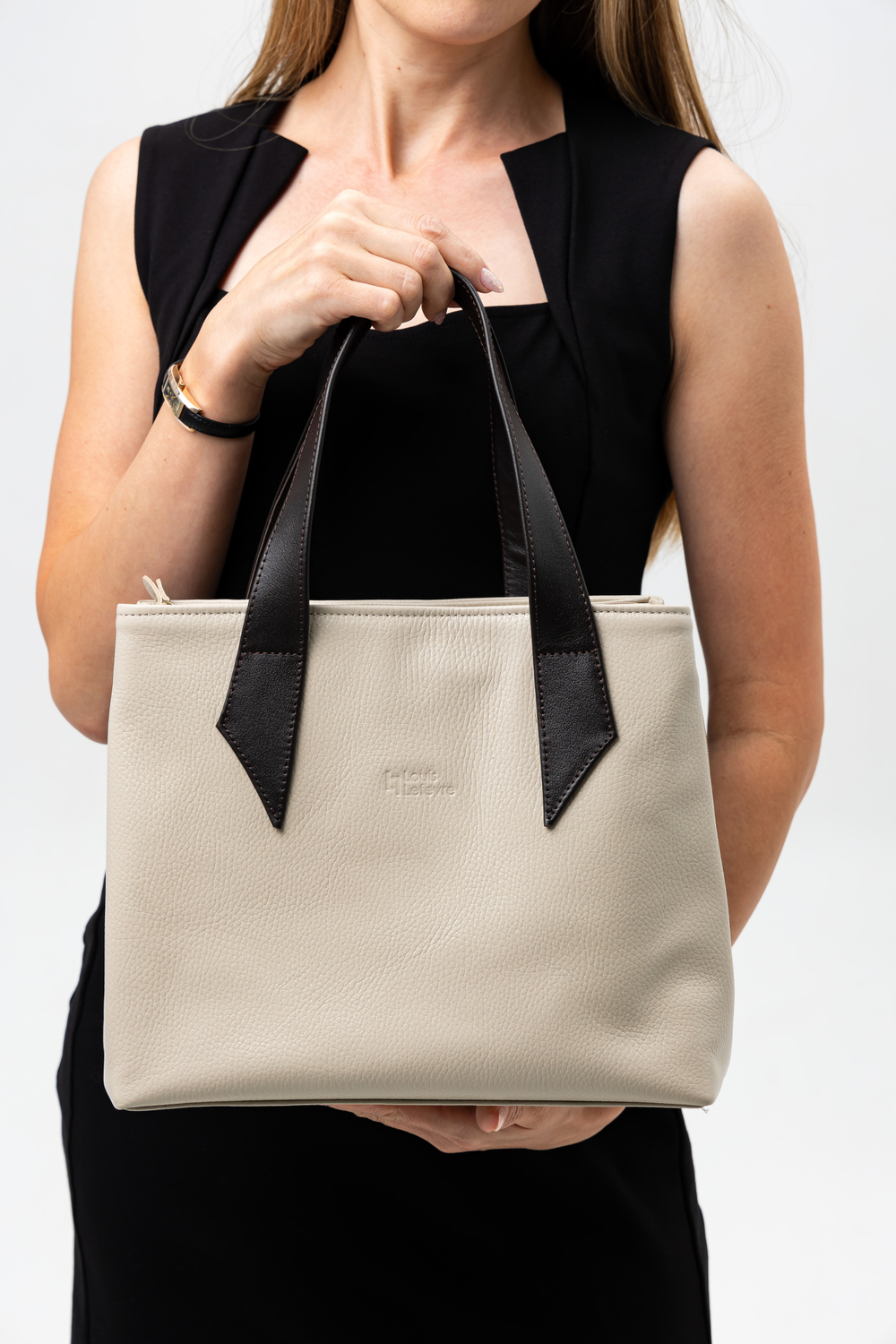 Louis Lefevre Сумка женская натуральная кожа через плечо тоут бежевая для документов а4