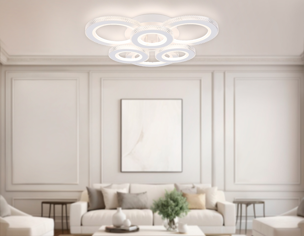 Потолочный светодиодный светильник с пультом FA8872/3+3 WH белый 3000K-6400K 63W 550*510*125 (ПДУ ИК)