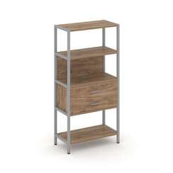 Shelf System Односекционный стеллаж четырехярусный с ящиками SN.STM-412 Дуб Табак/Металл Серый 810*4