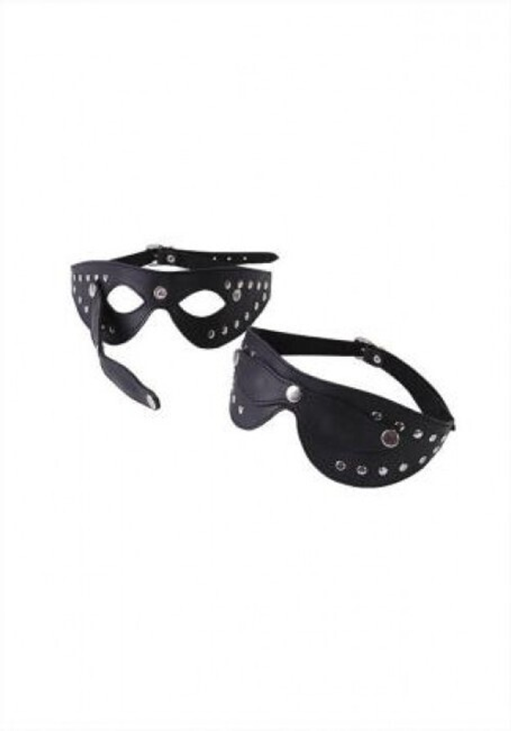 Черная маска с отстегивающимися шорами, из натуральной кожи, с велюровой отделкой Le Frivole (Цвет: черный)