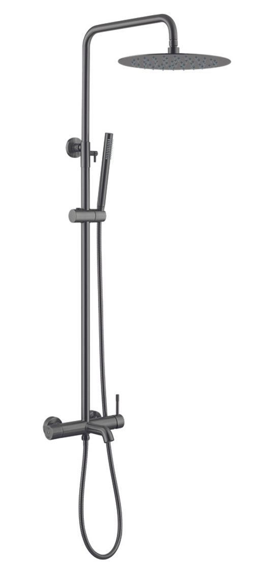 Boheme Стойка для душа со смесителем , Uno Gun Metall, верхний душ латунь