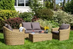 "Кон Панна" столик журнальный из искусственного ротанга (гиацинт), цвет соломенный