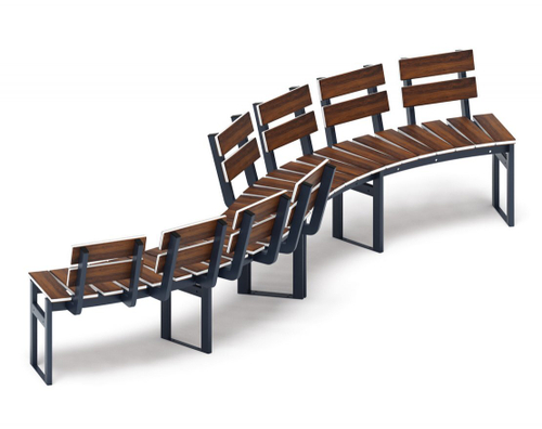 Скамья Модульная радиальная (темный дуб) МФ 42.01.22 (под анкера)