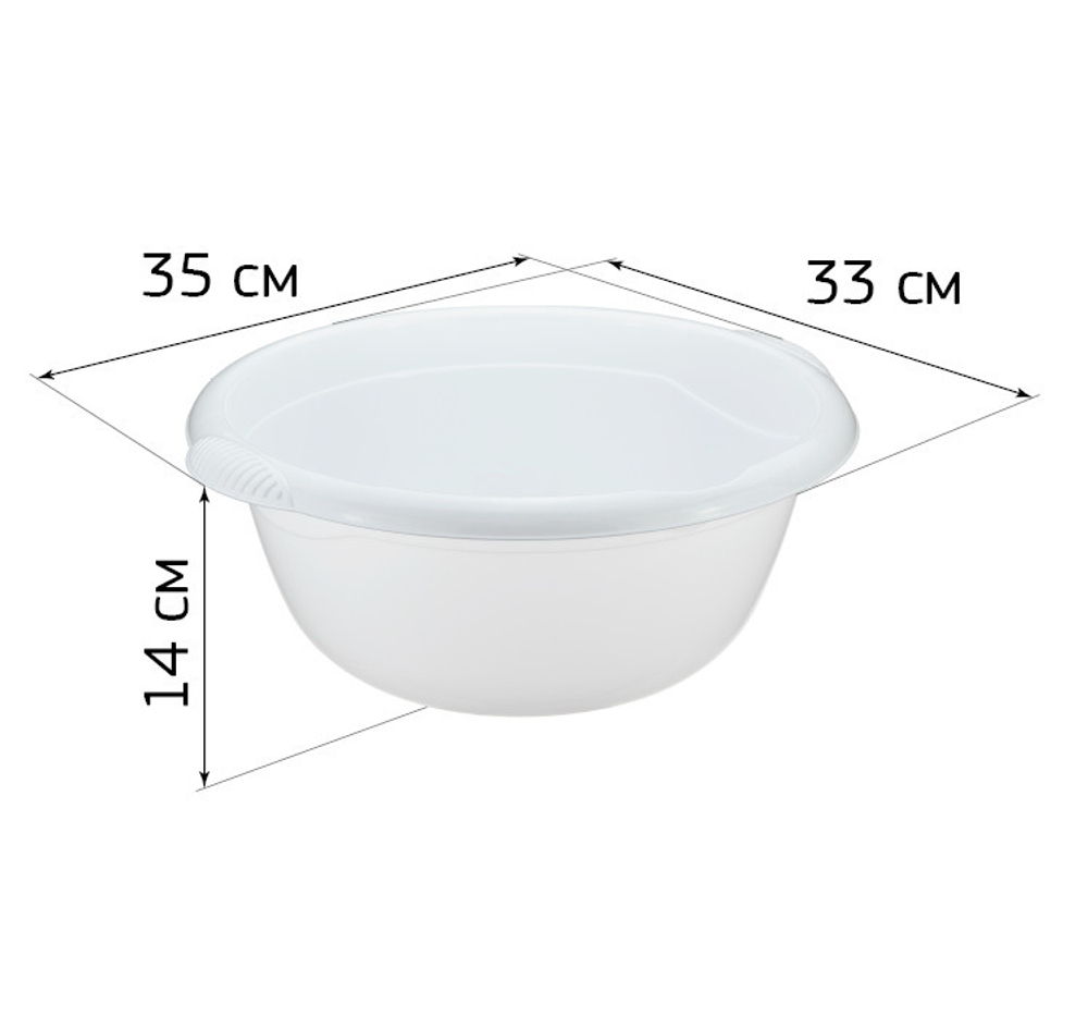 Таз кpуглый 6,5л c 2мя pучкaми и носиком для слива М2505