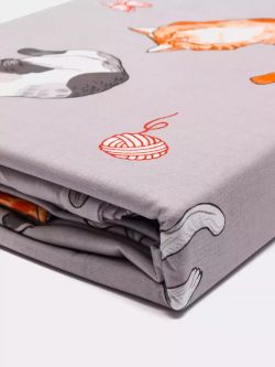 Постельное белье Сказка "Kitties" 2-спальный Наволочка 50х70 см 2 шт Простынь на резинке 160х200 см Пододеяльник 175х215 см, перкаль