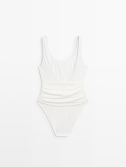 Massimo Dutti Купальник со стразами, белый