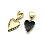 5292-з Подвеска "Сердце с эмалью" 15*11мм (с бейлом - 25мм), черный, позолота