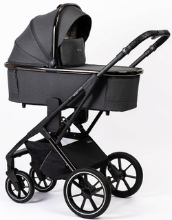 Детская коляска Peppy Tecla 3 в 1 с автокреслом Verona Black Shadow Antrazit Chrome Edition Графитовый