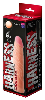 Телесная насадка без мошонки на Harness с коннектором BLACK LINE - 17,5 см. (Цвет: телесный)