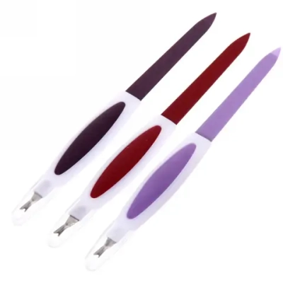 Пилка для ногтей металлическая в пакете «Ультрамарин - Забота», с триммером, цвет микс, 16см