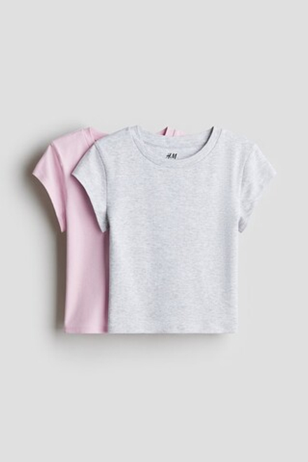 H&M Набор из 2 хлопковых футболок, светло-розовый