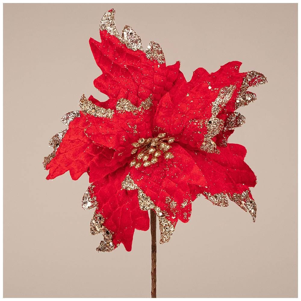 ЦВЕТОК ИСКУССТВЕННЫЙ "ПУАНСЕТИЯ" 22*30 СМ. (МАЛ=48/КОР=480ШТ.)