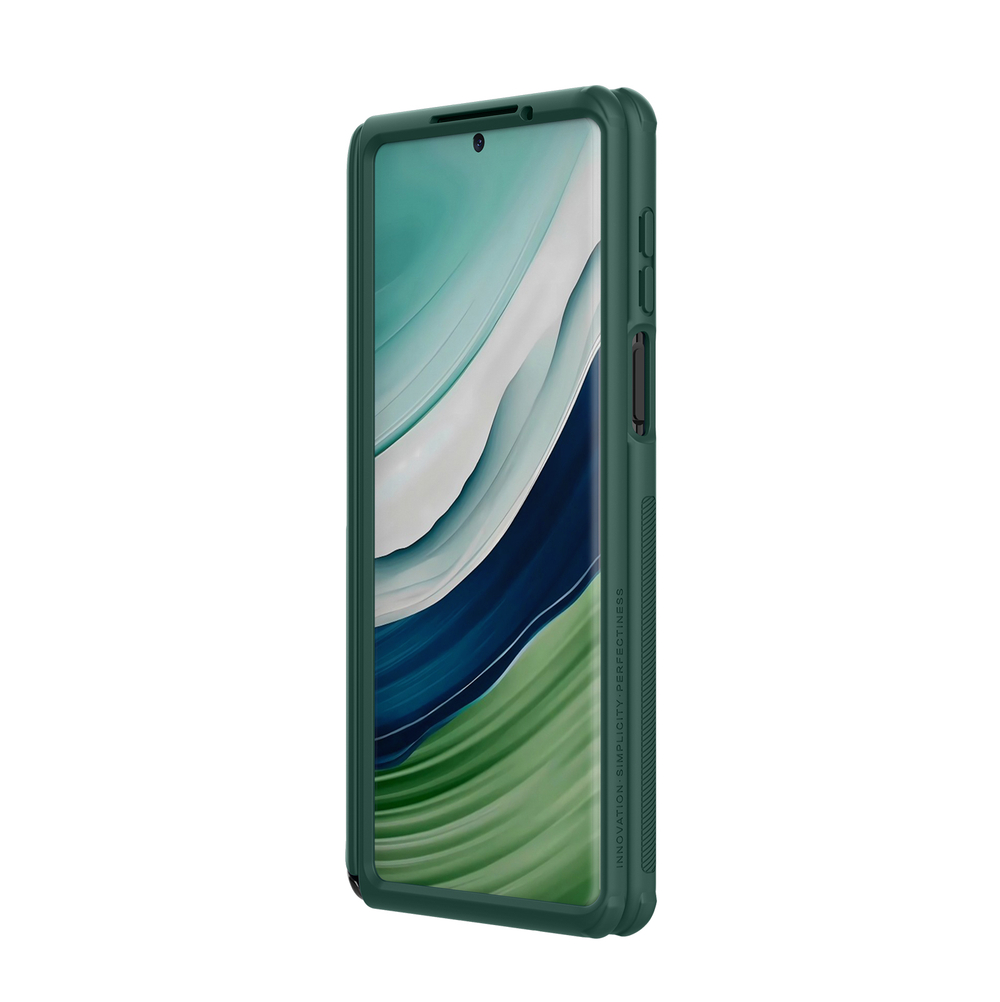 Усиленный чехол зеленого цвета от Nillkin для Huawei Mate X5, серия Super Frosted Shield Fold (версия с подставкой)