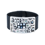 Браслет Fiore Luna на черном кожаном ремешке CB00100-4