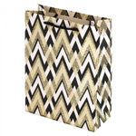 Пакет подарочный бумажный Alingar, (L+) 26х32х10 см,вертикальный, "Черно-белый паттерн", ламинация, тиснение фольга, ассорти