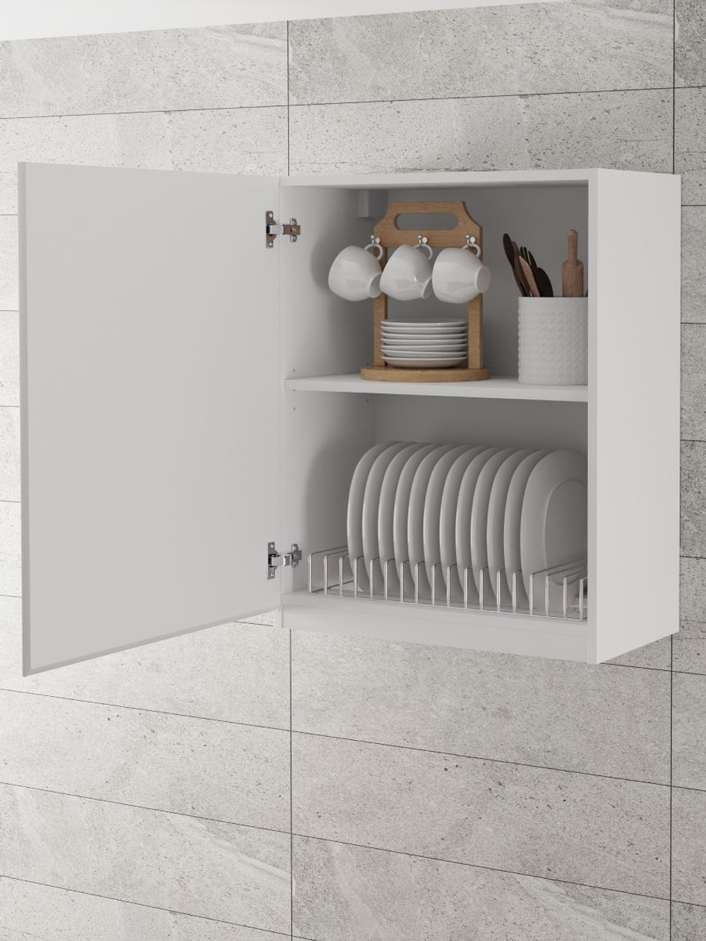 Шкаф навесной, 60х32х75, Севилья, кухонный модуль, для сушки посуды, кухонный гарнитур, в ванну и кухню, белый, Dipriz