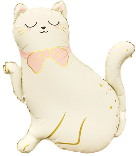 Шар (27''/69 см) Фигура, Кошечка с бантом, Сатин, 1 шт. в уп.