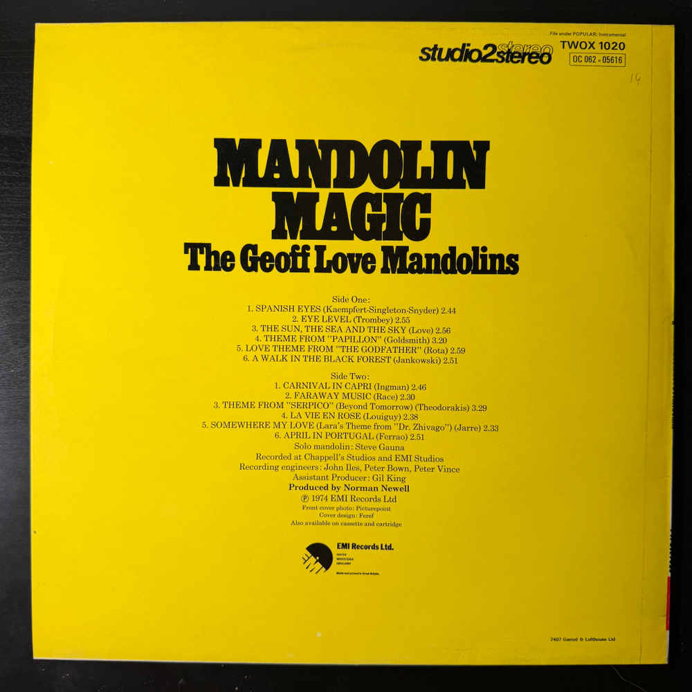 The Geoff Love Mandolins ‎– Mandolin Magic (Англия 1974г.) Promo
