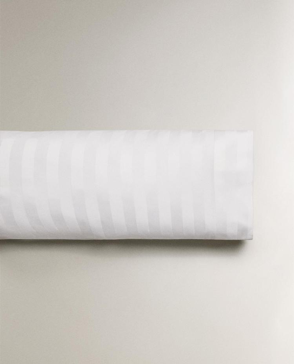 ZARA HOME НАВОЛОЧКА ИЗ САТИНА В ПОЛОСКУ (500 НИТЕЙ), БЕЛЫЙ