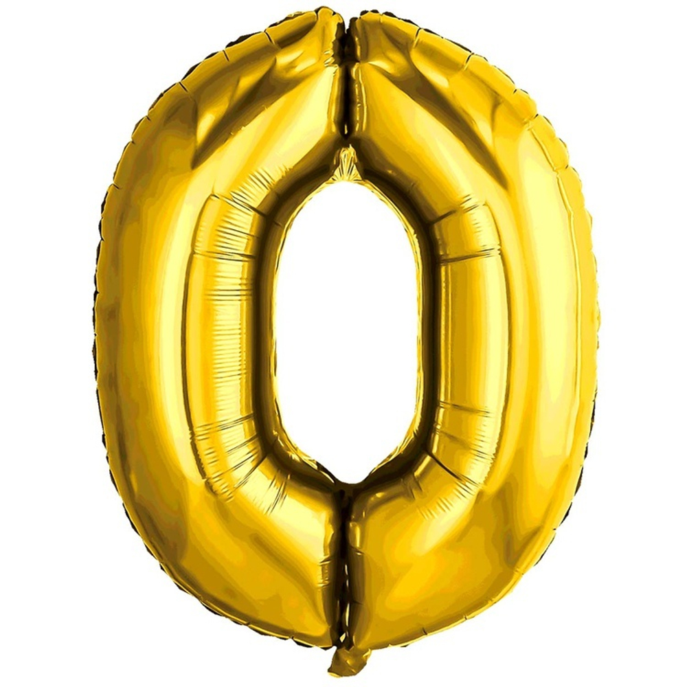 Шар ЦИФРА 0 Металлик Gold 32" 81 см